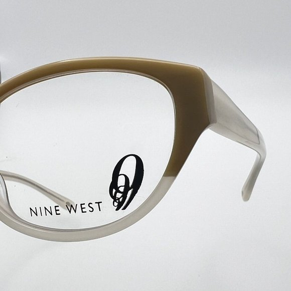 Nine West 0JGJ 00 Cat Eye Oval Full Flex Eyeglass Frames Camel Beige 53-16-130